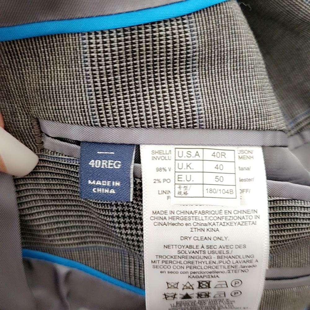 Gray Suit Jacket with Blue Accents